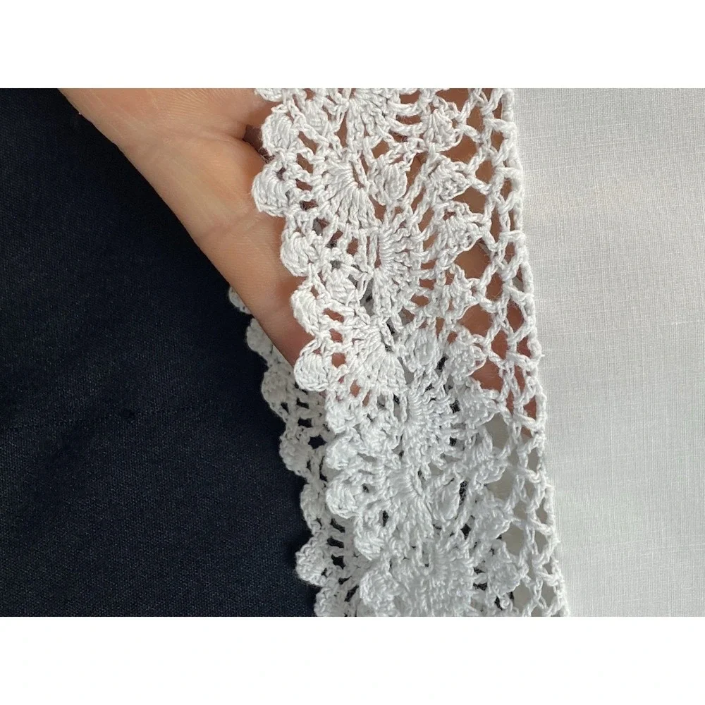 Celanese Fortrel VTG Crisp White Standard Pillowcase Crochet Lace Scalloped Trim